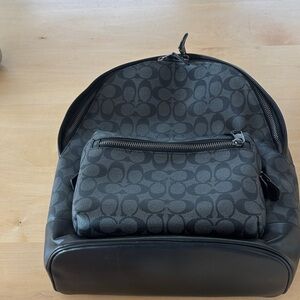Men's Black Coach Patterned Backpack